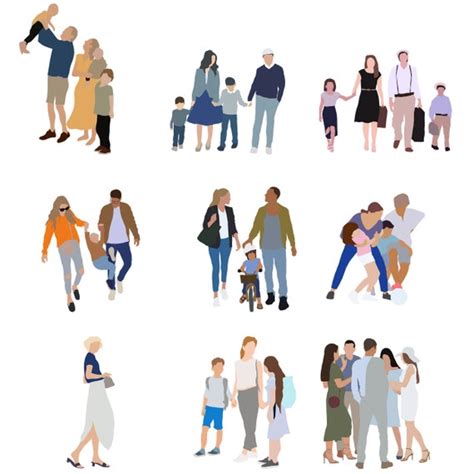 Flat Vector Cutout People 81 Pieces Etsy