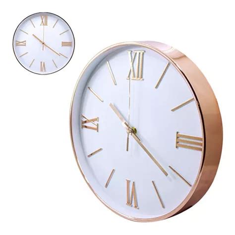 Relógio De Parede Redondo Design Moderno Rose Gold 30cm Cor do fundo