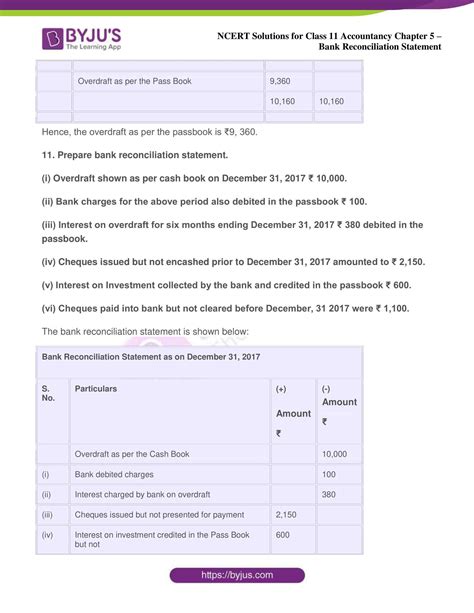 Ncert Solution For Class Accountancy Chapter Bank Reconciliation