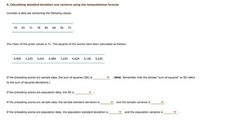 Calculating Standard Deviation And Variance Using The Computational