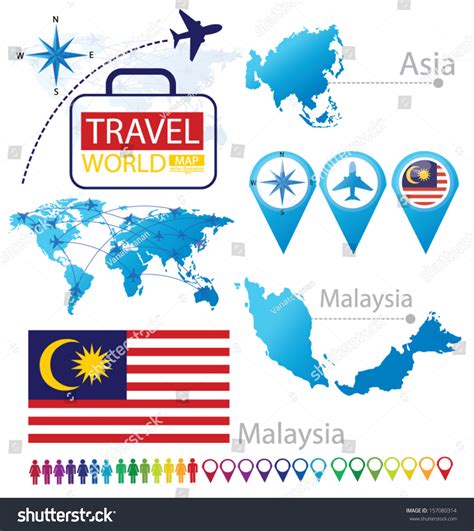 Malaysia Flag Asia World Map Travel Stock Vector (Royalty Free ...