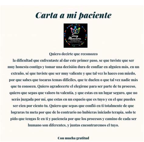 Carta A Mi Paciente Imagenes De Psicologia Frases De Psicologia