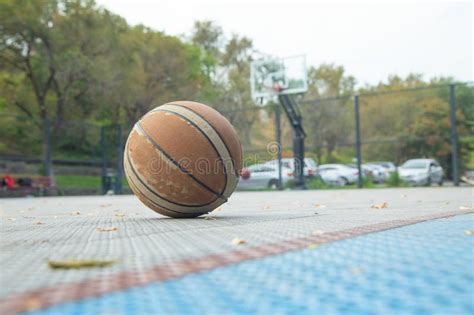 Basketball Ball on the Basketball Arena Stock Image - Image of goal ...