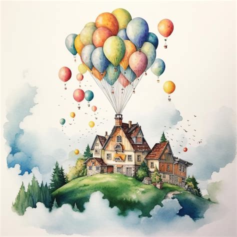 Up House Balloons Painting