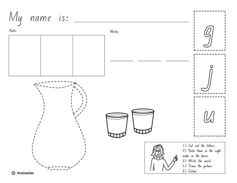 Cut Paste And Write The Word Jug Studyladder Interactive Learning