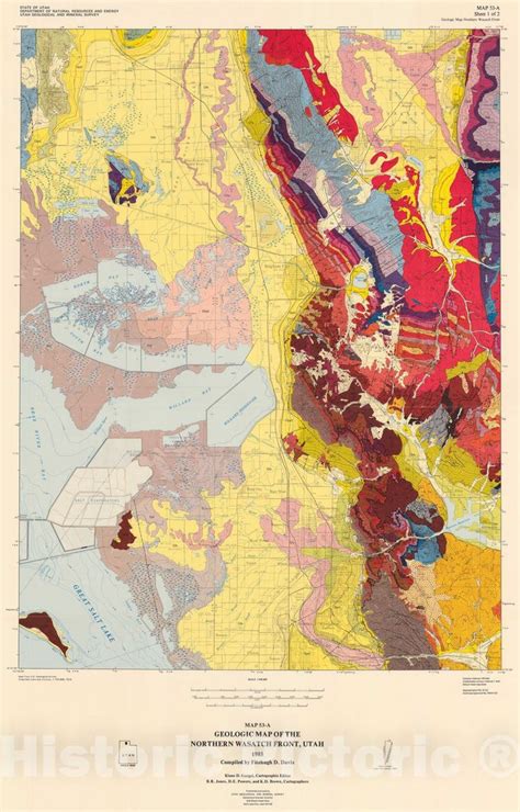 Map Geology Of The Northern Wasatch Front 1985 Cartography Wall Art