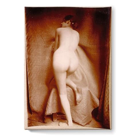 Naked Woman From Behind Straight Knee Resting On A Stool Stretched