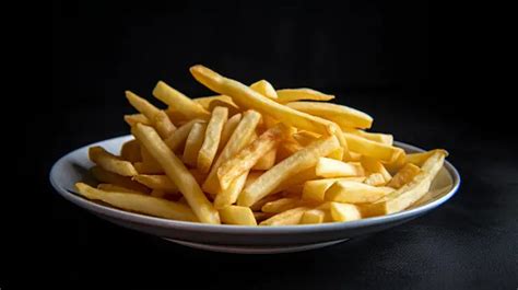 Fundo Tigela Preta Cheia De Batatas Fritas Ketchup Fundo Imagem De