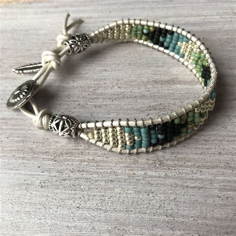 Diy Wrap Bracelet Chevron Bracelet Beaded Leather Bracelet Beaded