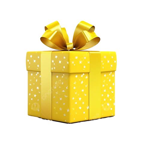 Yellow Gift Box With Stars Yellow Gift Box PNG Transparent Image And