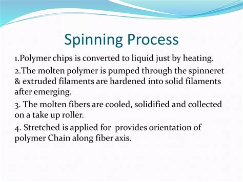 Melt Spinning Process For Filament Fiber Production PPT