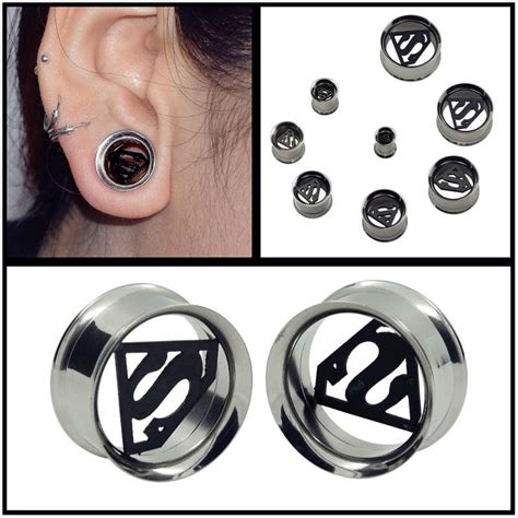 1 Pair Stainless Steel Screwed Ear Gauges Flesh Tunnels Plugs Piercing