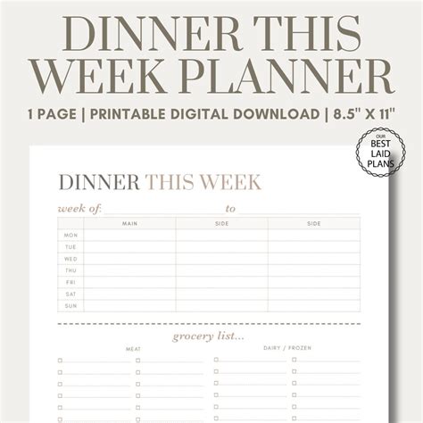 Dinner Planning Meal Planner Printable Pdf Menu Planner Printable Meal Planner Digital