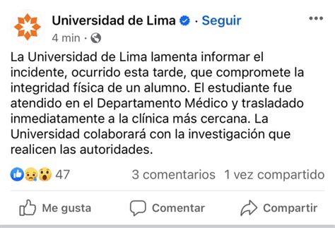 Universidad De Lima Pnp Investiga Caso De Alumno Que Cay Del Quinto