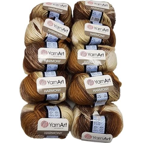 YarnArt Harmony Lot de 10 pelotes de laine à tricoter multicolores avec