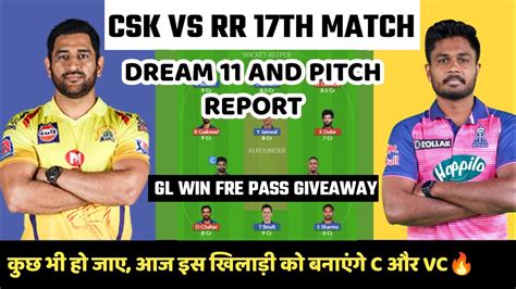 Ipl 2023 Csk Vs Rr Match Pitch Report Csk Vs Rr Dream 11 Team