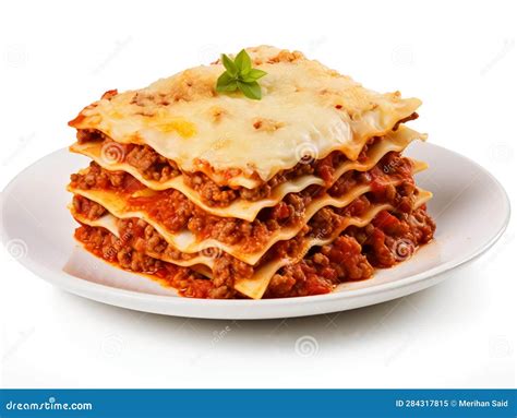 Tasty Serving Of Traditional Italian Lasagne With Spicy Tomato Based