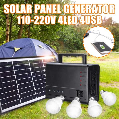 110 220V 4USB Solar Panel Generator Solar Generator System With LED Lamp Solar Panels for Home ...