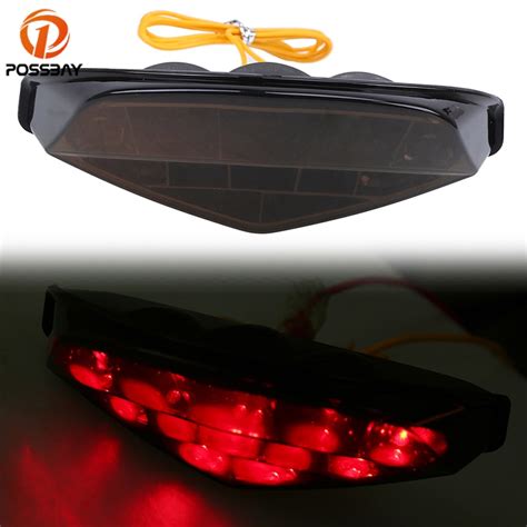 Possbay Motorcycle Tail Light Taillight V Led Brake Rear Turn Signal