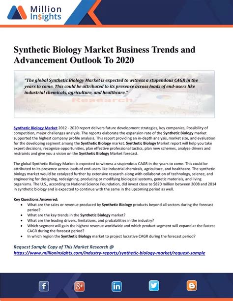 PPT Synthetic Biology Market Business Trends And Advancement Outlook