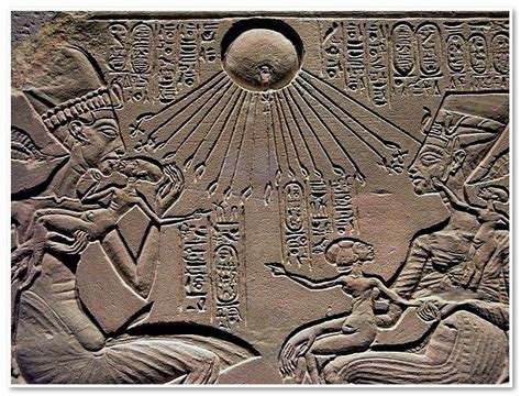 A House Altar Depicting Akhenaten Nefertiti With Three Of Their