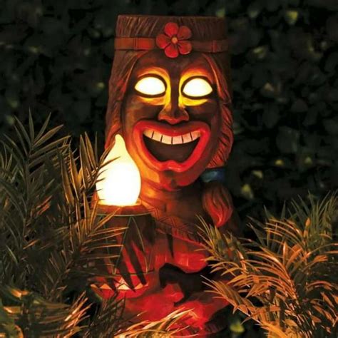 Tiki Solar Powered Outdoor Decor Led Garden Light Garden Statues And