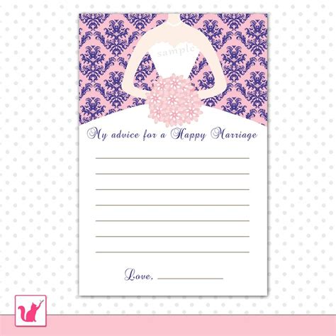 Instant Download Damask Pink Royal Blue Bridal Shower Advice Etsy