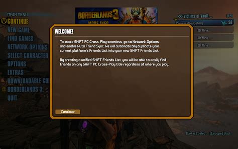 Borderlands 2 Clicking Decline When Prompted To Createaccept Shift