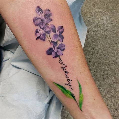 Delphinium Watercolor Tattoo