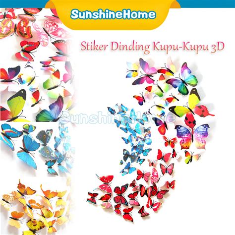 Jual Stiker Dinding Kupu Kupu Isi Pcs Wall Stiker Butterfly Hiasan