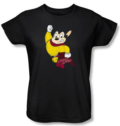 Ladies Mighty Mouse T Shirt Tv Series Classic Hero Black Tee Mighty Mouse Ladies T Shirts