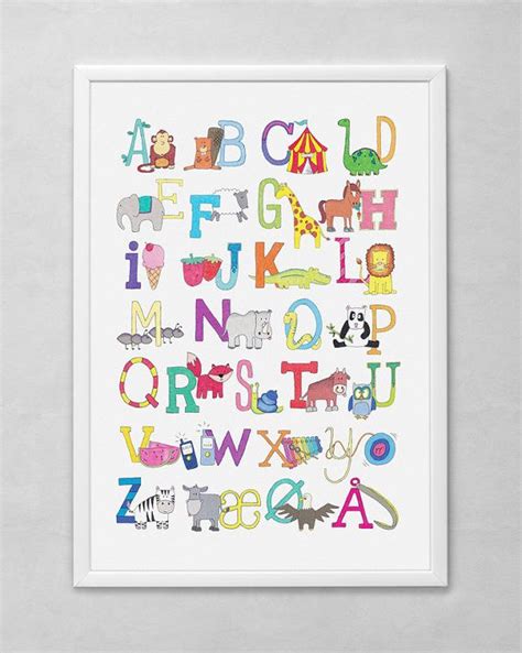 Abc Poster · Danish Alphabet · Original Drawings Abc Poster Danish