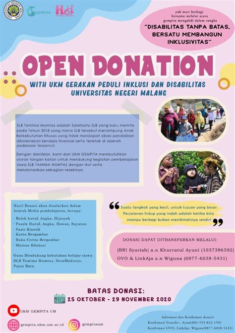 Open Donation With Ukm Gerakan Peduli Inklusi Dan Disabilitas