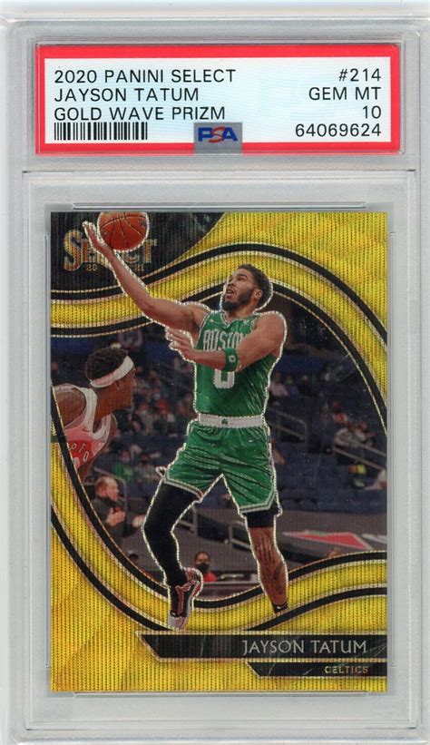 Jayson Tatum Panini Select Gold Wave Refractor Courtside Psa