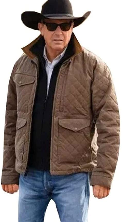 Jackets Mens Yellow Stone Season 4 John Dutton Quilted Brown Cotton