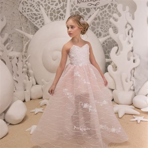 Ivory And Blush Pink Lace Tulle Formal Flower Girl Dress For Etsy