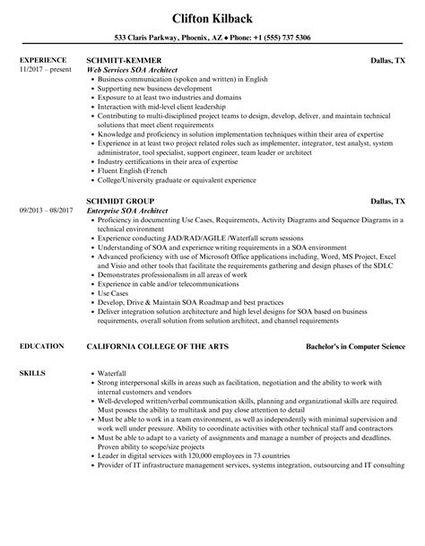 Soa Architect Resume Samples Velvet Jobs