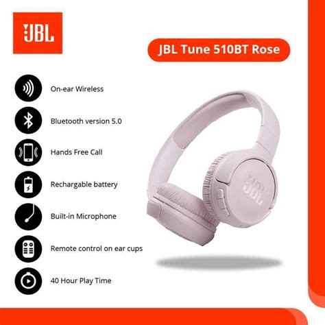 Jual Jbl Headphone Wireless Bluetooth Tune 510 Bt Rose Original Garansi