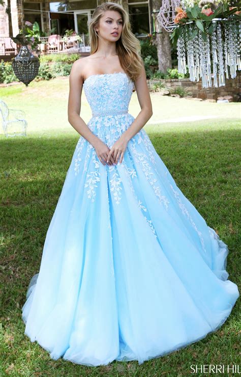 Sherri Hill 50864 Strapless Ball Gown With Floral Prom Dress