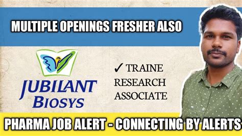 Jubilant Biosys Hiring Trainee Research Associate Sr Research