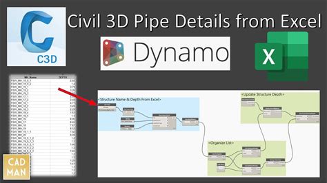 Dynamo For Civil D Pipe Network Details From Excel Youtube