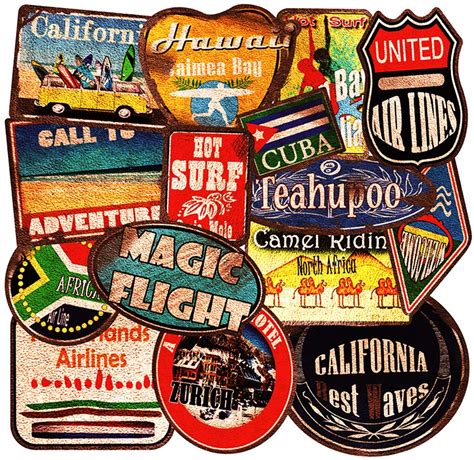 Buy Vinyl Vintage Beach Style Stickers Retro Travel City Country ...