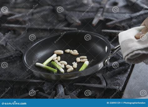 Cooking Food In Frying Pan Stock Image Image Of Adult 33895129