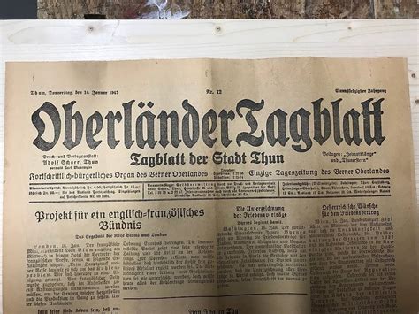 Historische Zeitung Oberl Nder Tagblatt Januar Canton Berne