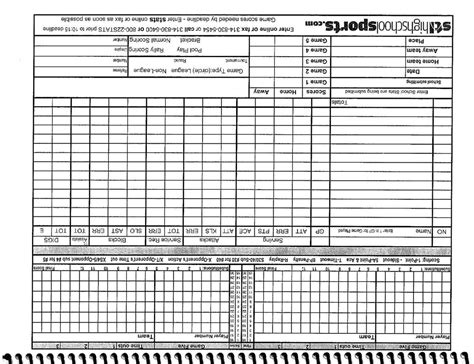 Volleyball score and stats sheet