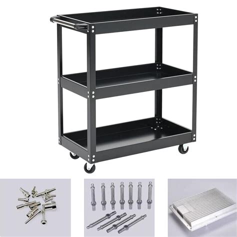 Tool Storage Heavy Duty Garage Trolley Tier Wheel Cart Shelf Workshop