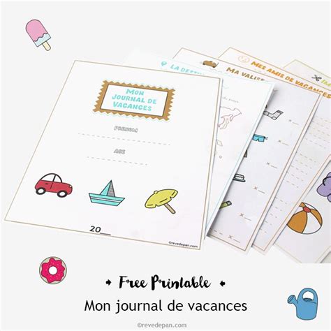 DIY mon journal de vacances à télécharger gratuitement Vacances