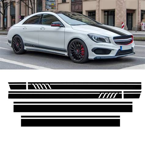 Racing Door Roof Sport Side Stripes Skirt Decal Sticker For Mercedes For Benz W117 C117 X117 Cla