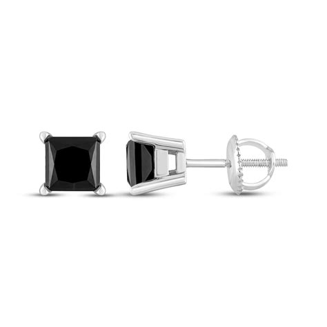 Black Diamond Solitaire Earrings 1 ct tw 10K White Gold | Kay