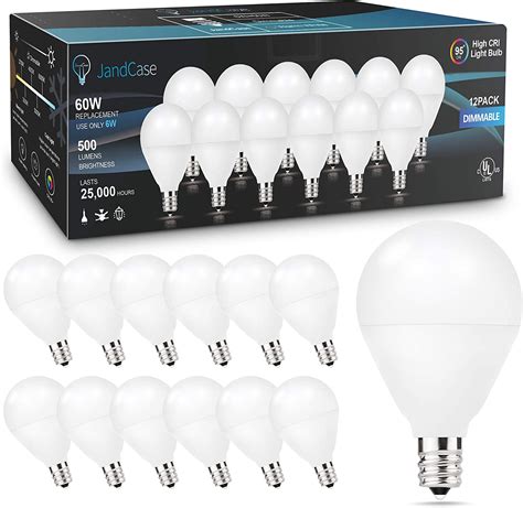 12 Pack E12 LED Bulbs 6W Dimmable Candelabra Bulb 60W Equivalent 95